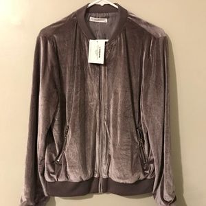 Purple Velvet Bomber Jacket